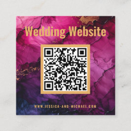 Tarjeta De Recepción Código QR + sitio web Marble de elegancia celeste