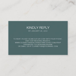 Tarjeta De Recepción Código QR verde azulado simple en línea RSVP
