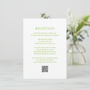 Tarjeta De Recepción Código QR Verde de Lima Limpio Boda Elegante
