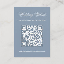Código QR y caligrafía del sitio web de boda azul