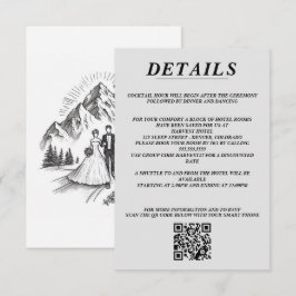 Tarjeta De Recepción Código QR y detalles de la pareja de esquí