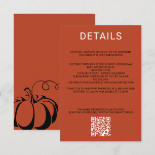 Tarjeta De Recepción Código QR y detalles sobre la especia de calabaza