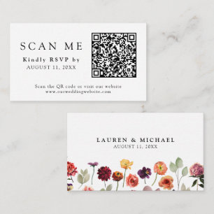 Tarjeta De Recepción Código QR y sitio web Boda otoño verano RSVP