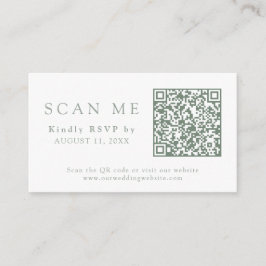 Tarjeta De Recepción Código QR y sitio web Boda Sage Green Wedding RSVP