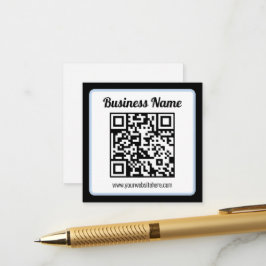 Tarjeta De Recepción Código QR y texto editables con borde azul claro