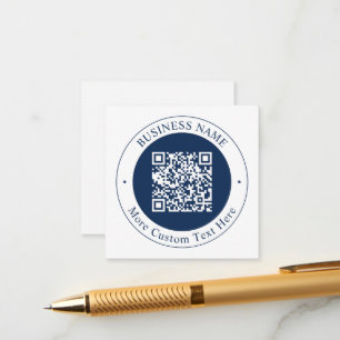 Tarjeta De Recepción Código QR y texto personalizables   Azul marino os