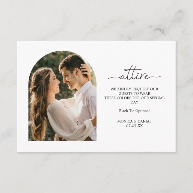Tarjeta De Recepción Códigos de Vestimenta de Boda Boho Arco Foto (Anverso)