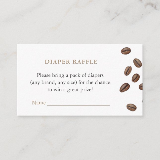 Tarjeta De Recepción Coffee Beans Baby Shower Diaper Raffle (Anverso)
