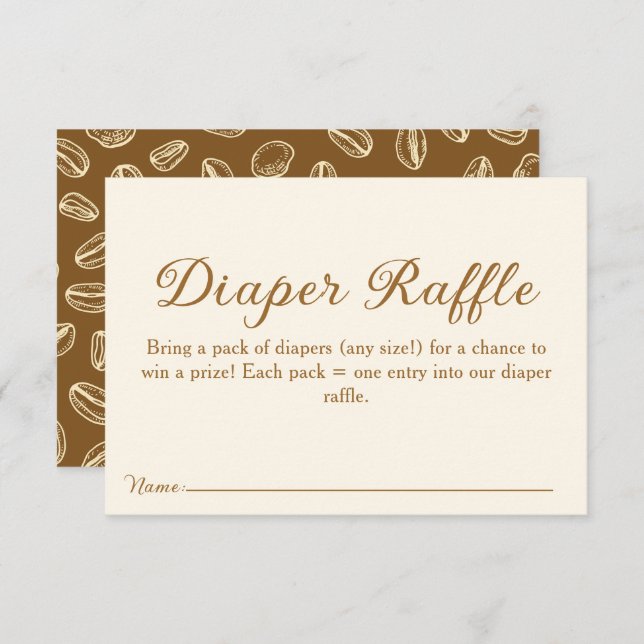 Tarjeta De Recepción Coffee Beans Diaper Raffle Baby Shower (Anverso / Reverso)