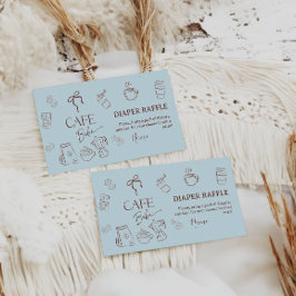 Tarjeta De Recepción Coffee Blue Bow Cafe Bebe Boy Baby Shower Diaper