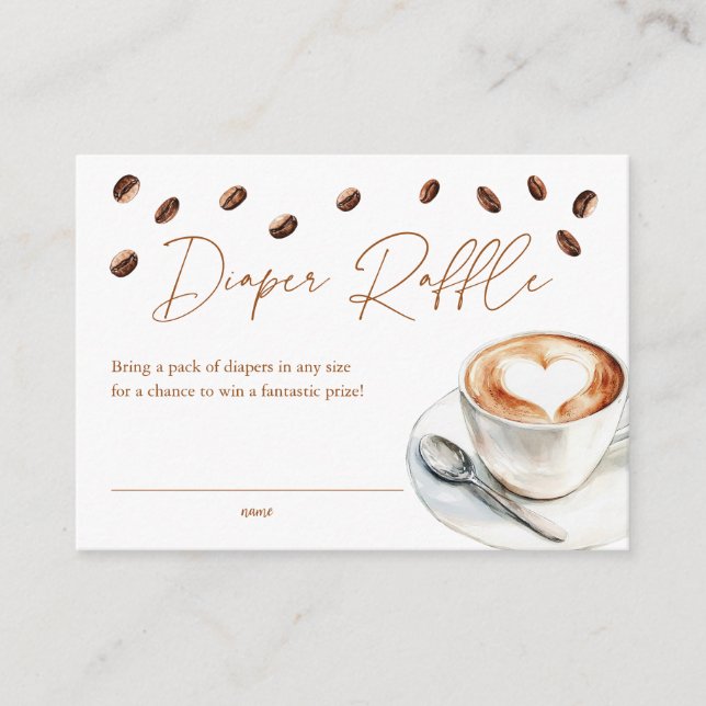 Tarjeta De Recepción Coffee Diaper Raffle Baby Shower (Anverso)