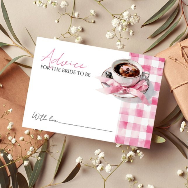 Tarjeta De Recepción Coffee Pink Bow Bridal Shower Advice Card (Subido por el creador)