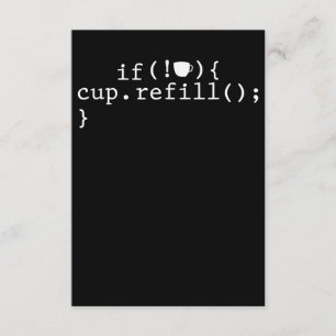 Tarjeta De Recepción Coffee Refill Smart Coding Software Engineer