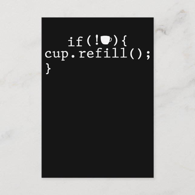Tarjeta De Recepción Coffee Refill Smart Coding Software Engineer (Anverso)