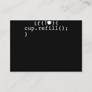Tarjeta De Recepción Coffee Refill Smart Coding Software Engineer