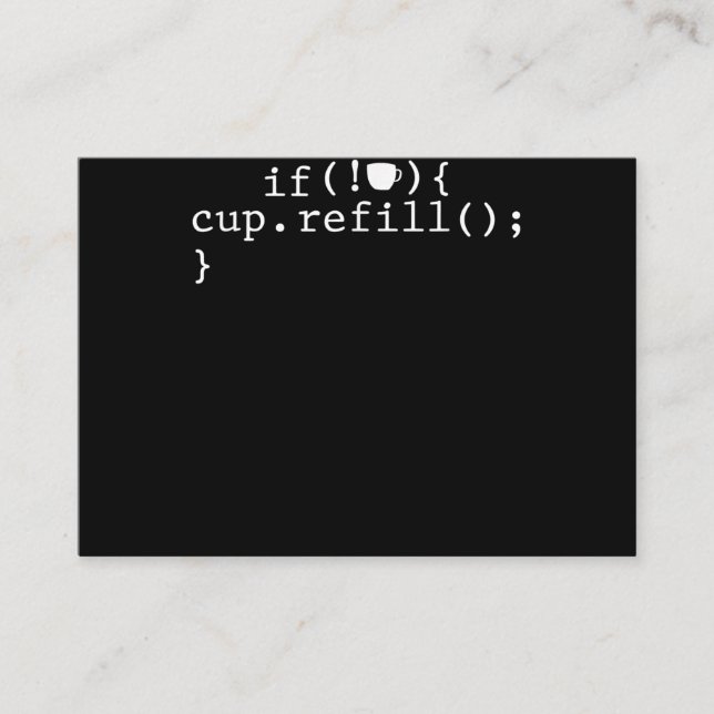 Tarjeta De Recepción Coffee Refill Smart Coding Software Engineer (Anverso)