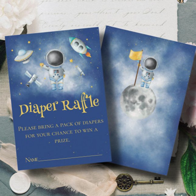 Tarjeta De Recepción Cohetes astronautas espaciales Diaper Raffle Baby  (Subido por el creador)