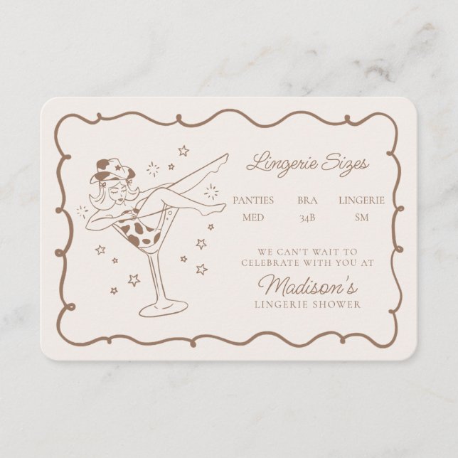 Tarjeta De Recepción Colchones beige y tamaños de lencería de vacas (Anverso)