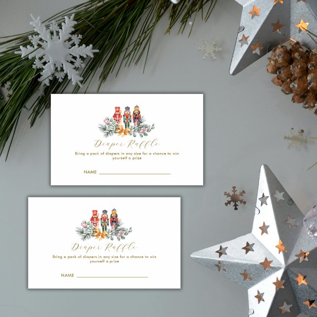 Tarjeta De Recepción Cold Outside Nutcracker Diaper Raffle Baby Shower  (Cold Outside Nutcracker Diaper Raffle Baby Shower Enclosure Card)