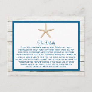 Tarjeta De Recepción Colección de Boda de Playa de Madera Blanqueada de