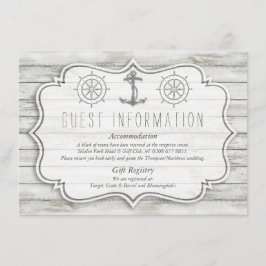 Tarjeta De Recepción Colección de Boda de Playa de Madera Blanqueada Ná