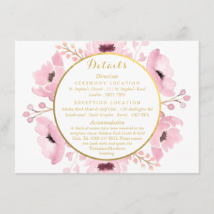 Tarjeta De Recepción Colección de Boda Floral Acuarela Rosas de Primave