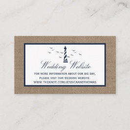 Tarjeta De Recepción Colección de Bodas Burlap del faro náutico