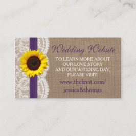Tarjeta De Recepción Colección de Bodas de girasol rústico - morado