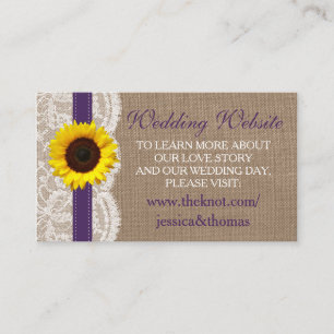 Tarjeta De Recepción Colección de Bodas de girasol rústico - morado