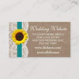 Tarjeta De Recepción Colección de Bodas de girasol rústico - Verde azul