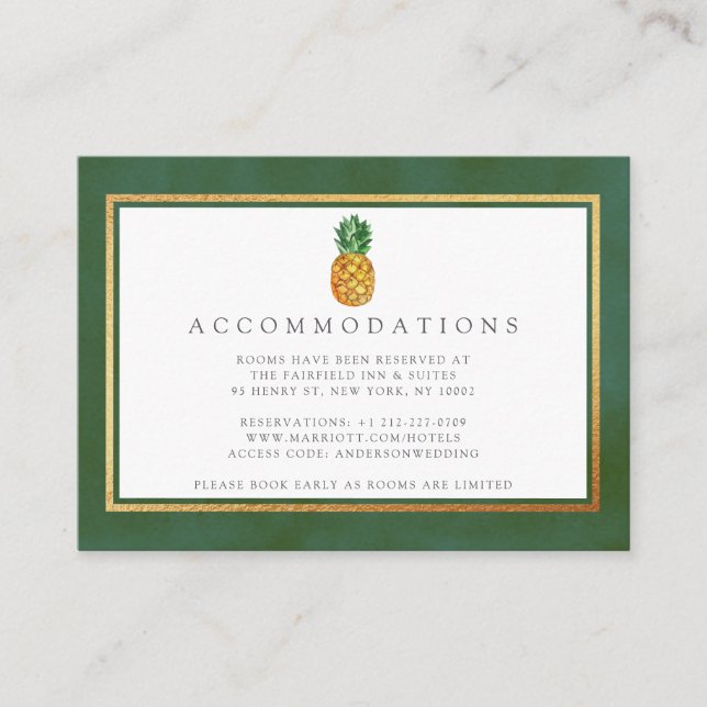 Tarjeta De Recepción Colección de Bodas de piña tropical (Anverso)