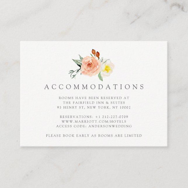 Tarjeta De Recepción Colección de Bodas de primaverales de flores (Anverso)
