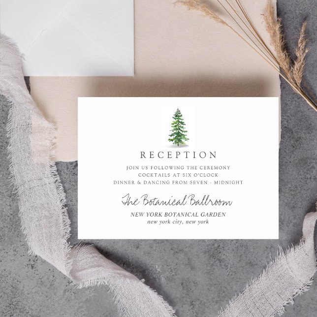 Tarjeta De Recepción Colección de Bodas del bosque de pinos acuarela (Subido por el creador)