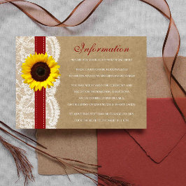 Tarjeta De Recepción Colección Kraft, Lace & Sunflower - Rojo