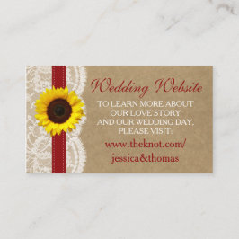 Tarjeta De Recepción Colección Kraft, Lace & Sunflower - Rojo