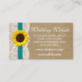 Tarjeta De Recepción Colección Kraft, Lace & Sunflower - Verde azulado