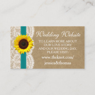 Tarjeta De Recepción Colección Kraft, Lace & Sunflower - Verde azulado