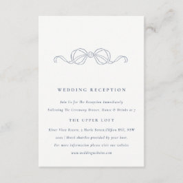 Tarjeta De Recepción Colección Minimalista de Boda con Lazo Coquette Az