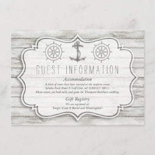 Tarjeta De Recepción Colección Nautical Whitewashed Wood Beach Wedding