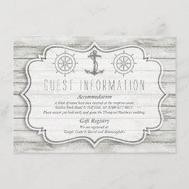 Tarjeta De Recepción Colección Nautical Whitewashed Wood Beach Wedding