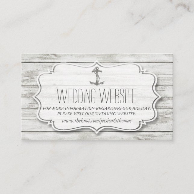 Tarjeta De Recepción Colección Nautical Whitewashed Wood Beach Wedding (Anverso)