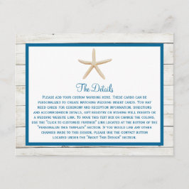 Tarjeta De Recepción Colección Starfish Whitewashed Wood Beach Wedding