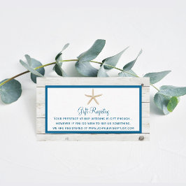 Tarjeta De Recepción Colección Starfish Whitewashed Wood Beach Wedding