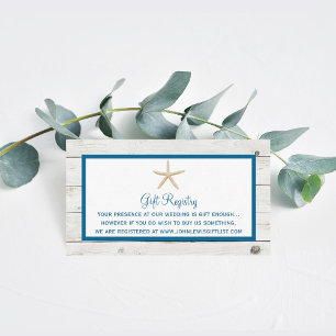 Tarjeta De Recepción Colección Starfish Whitewashed Wood Beach Wedding