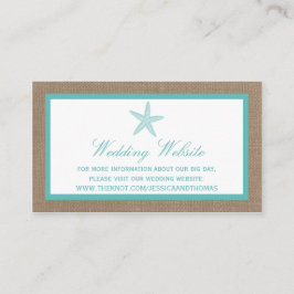 Tarjeta De Recepción Colección Turquoise Starfish Burlap Beach Wedding