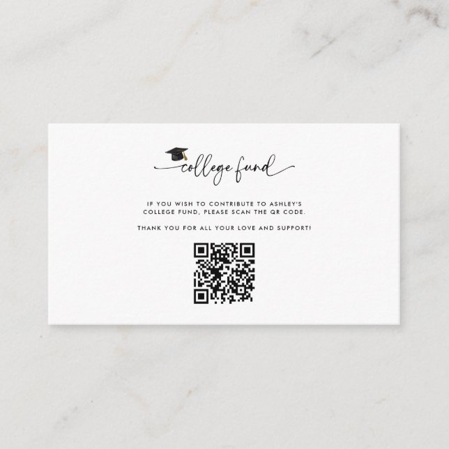 Tarjeta De Recepción Colegio de fotos Fondo QR Código de Graduación Ins (Anverso)