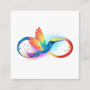 Tarjeta De Recepción Colibrí arcoíris con símbolo de infinito
