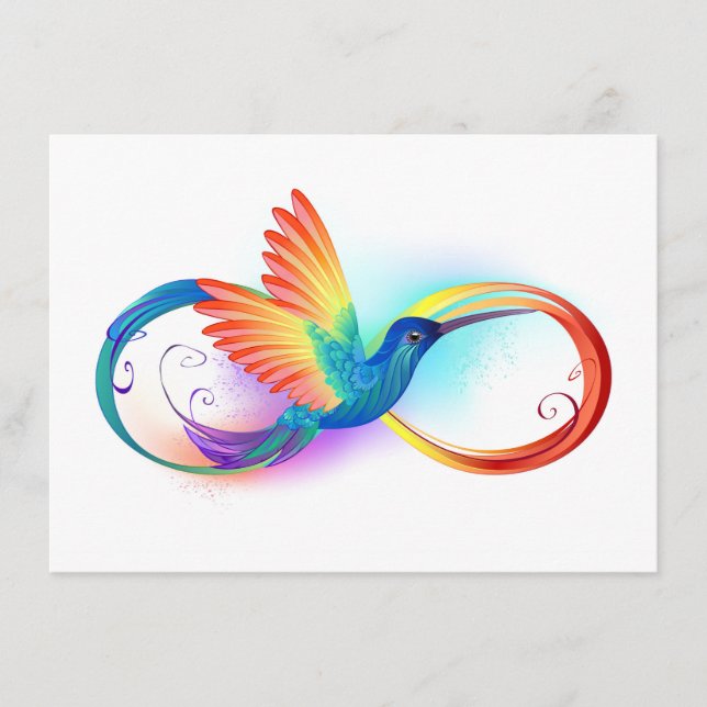 Tarjeta De Recepción Colibrí arcoiris con símbolo Infinity (Anverso)