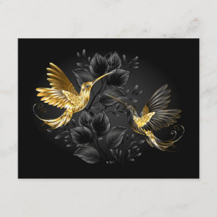 Tarjeta De Recepción Colibrí negro y dorado