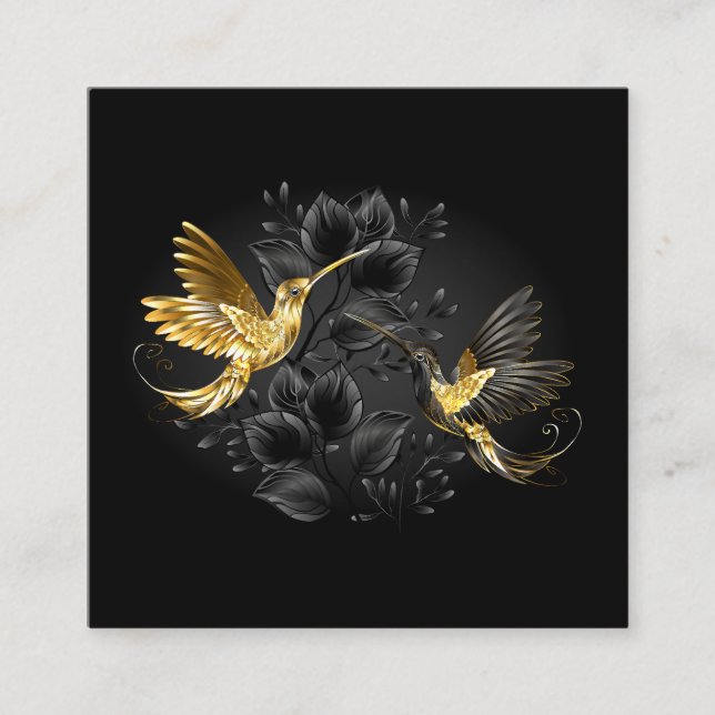 Tarjeta De Recepción Colibrí negro y dorado (Anverso)